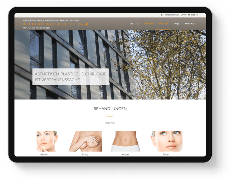 Responsive Webdesign für die Klinik für ästhetische Chirurgie in Frankfurt am Main