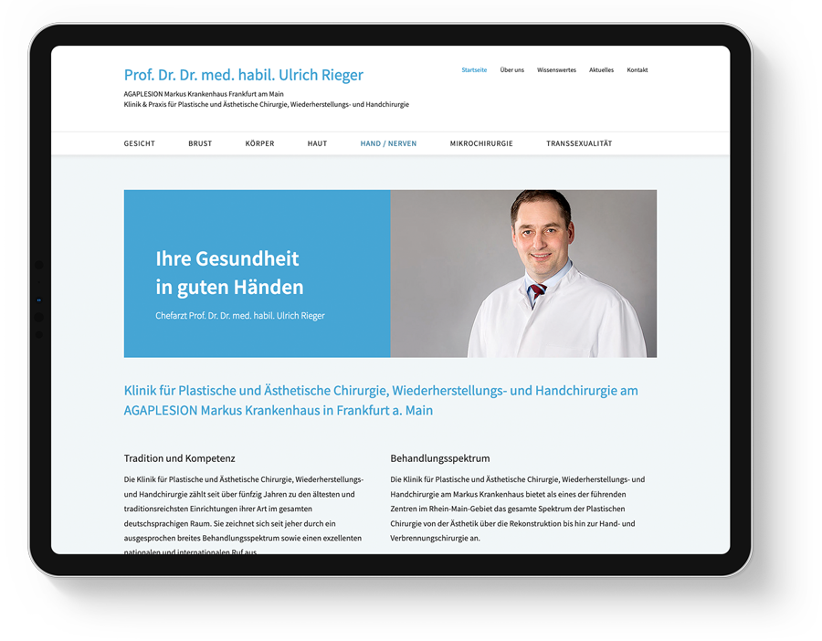 Responsive Webdesign für die Klinik für plastische Chirurgie in Frankfurt am Main