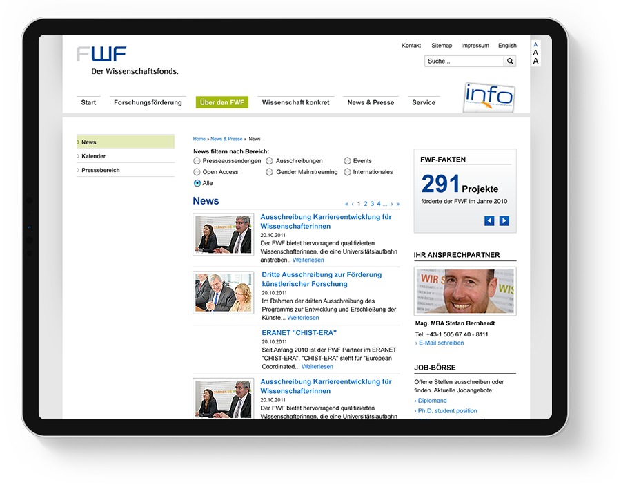 User Interface Design für Wissenschaftsfonds