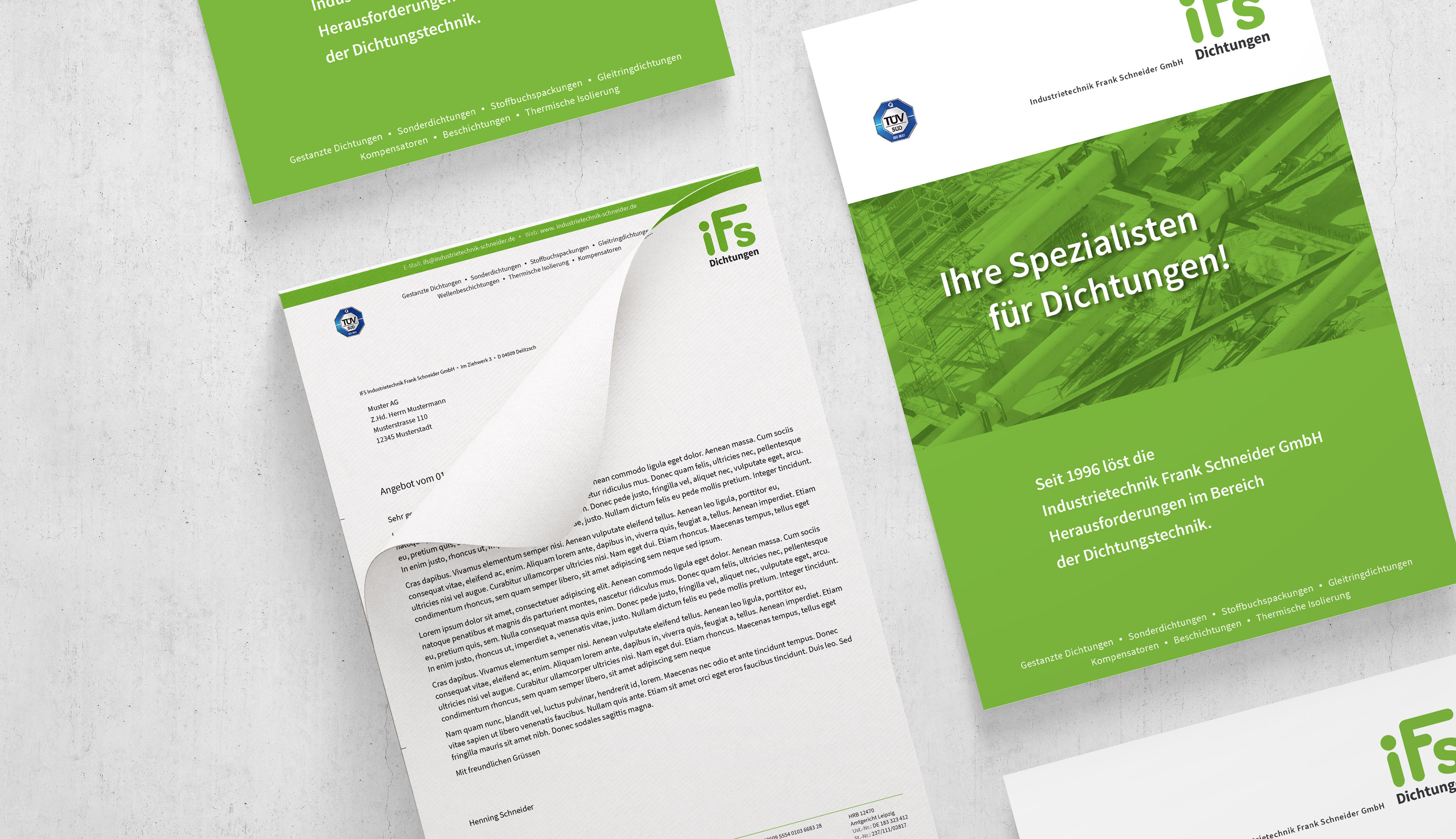 Flyer und Produktblatt-Design für einen Mittelständler aus Leipzig.